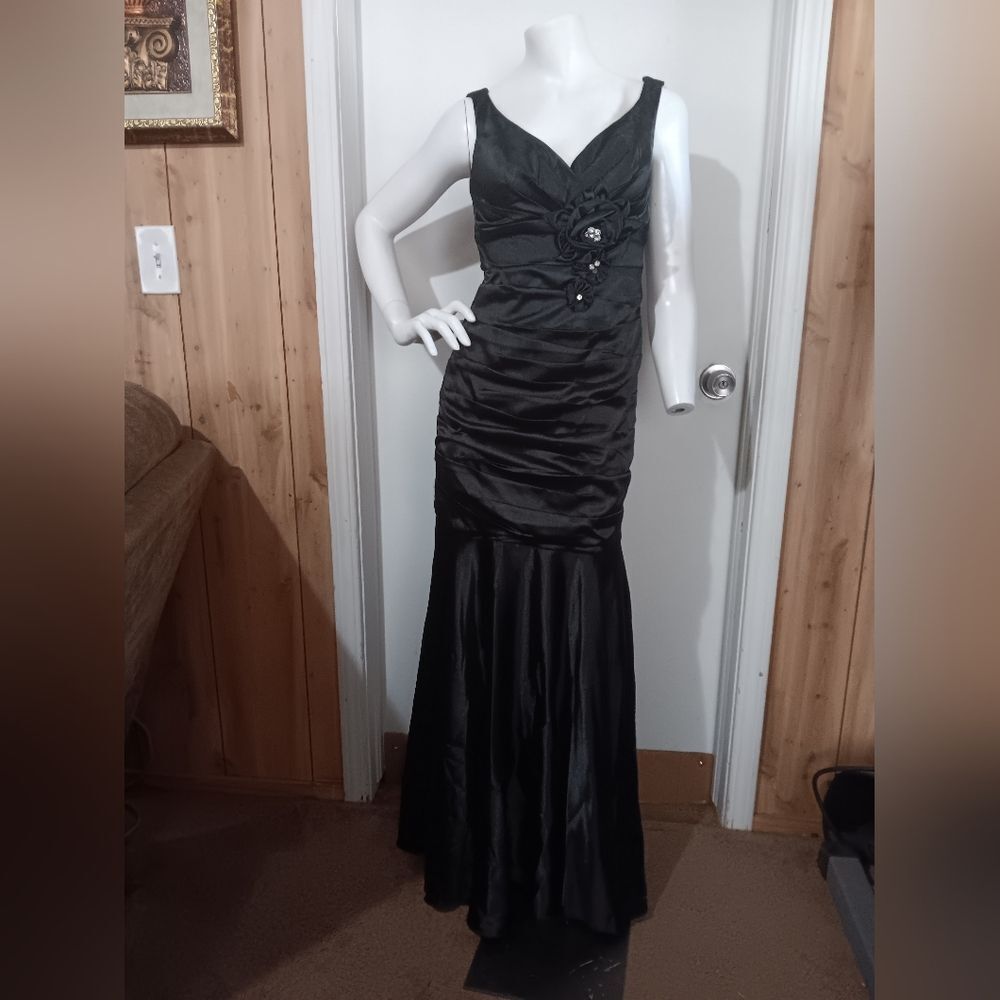 Cinderella Divine Women Junior Elegant Black Mermaid Maxi Dress (S) Zipper Back